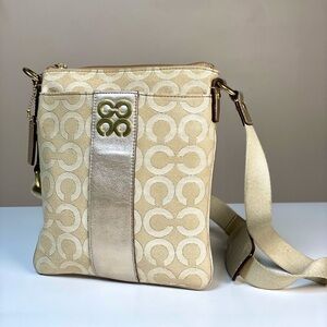 Coach Gold Metallic Signature Optic Art Swingpack Crossbody Bag 45536